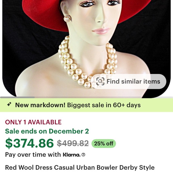 Lord & Taylor Vibrant Red felt Women's Hat - Picture 5 of 6